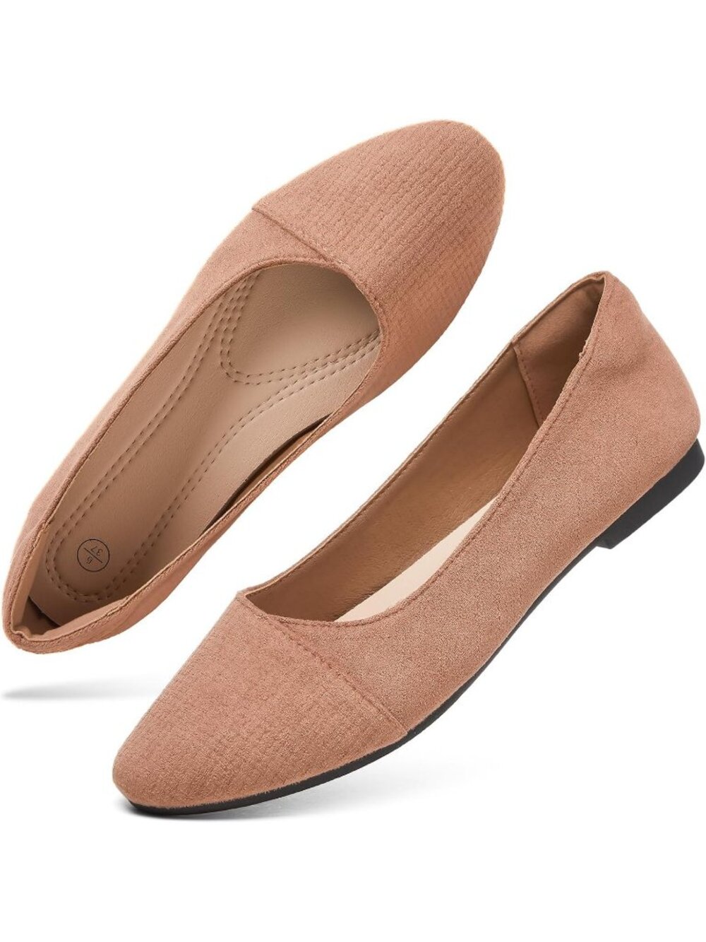 Women's Taupe Suede Ballet Flats Slip on comfortable Ballerina Dressy Shoes